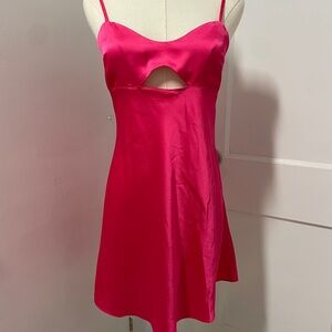 Vibrant Pink Cutout Slip Dress